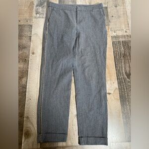 Sundance Gray Pinstripe Pants Side Trim Detail Cropped Cuffed Career Chic Size 8